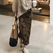 宽松显瘦一片式 2025春夏新女 民古风复古棉麻亚麻大码 裹裙半身裙