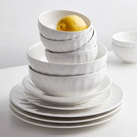 Imhouse Big Soup Bowl Home High -Level Sense Ceramic Dailware Bowl Powl Creative Relief Простая белая фарфоровая миска пищевая миска