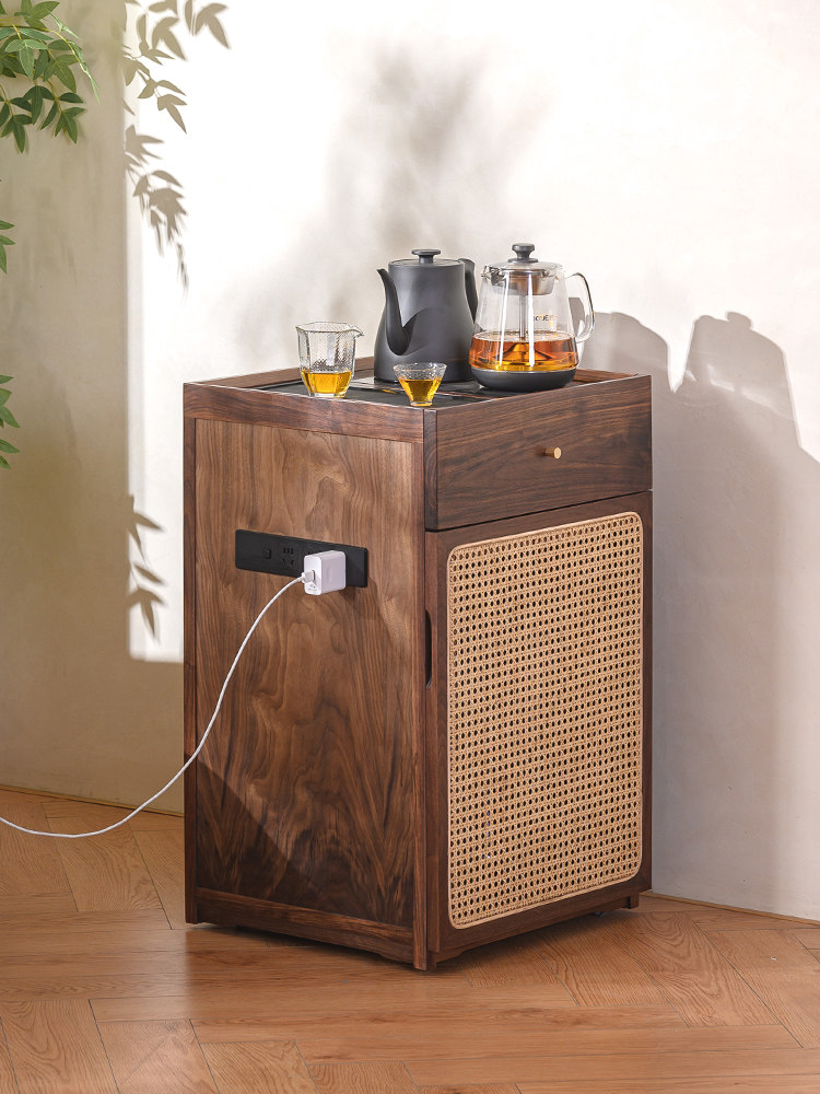 北美黑胡桃实木茶柜小公寓水吧可移动茶几侧柜侧桌客厅水煮桌