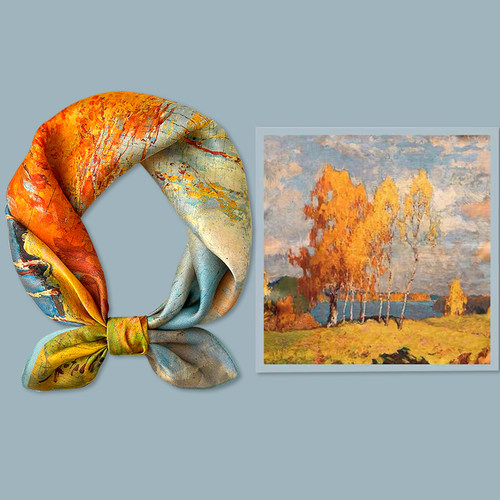 真丝桑蚕丝小方巾丝巾搭配衬衫