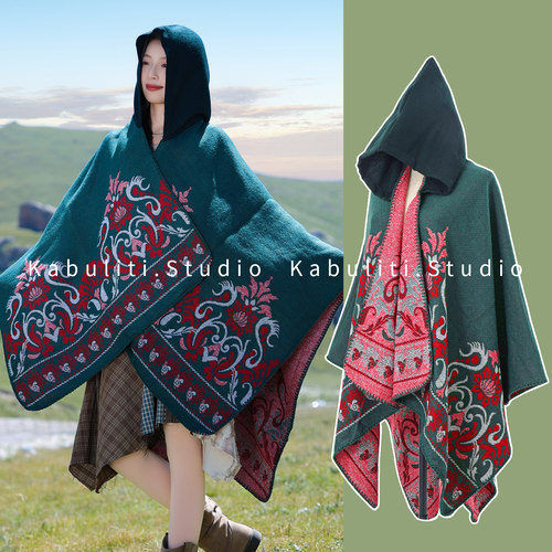 春秋夏季花卉披肩拍照穿搭