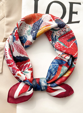 红色小方巾丝巾女春秋夏季搭配衬衫职业装饰护颈围脖子围巾50x50