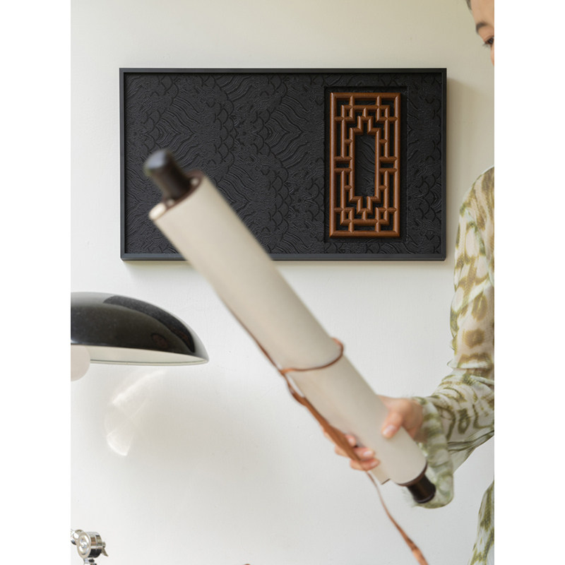 若奈挂画乌金花窗帘木雕装饰画