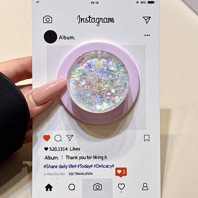 ins流沙粉底彩色碎花磁吸支架适用MagSafe手机强力吸附桌面可伸缩