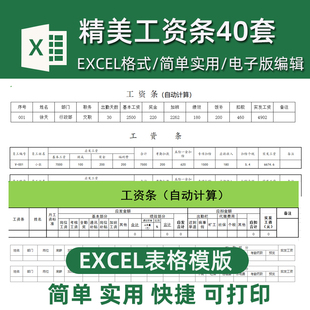 财务工资单电子版 excel表格模板公司工资表工资发放单XLS模板素