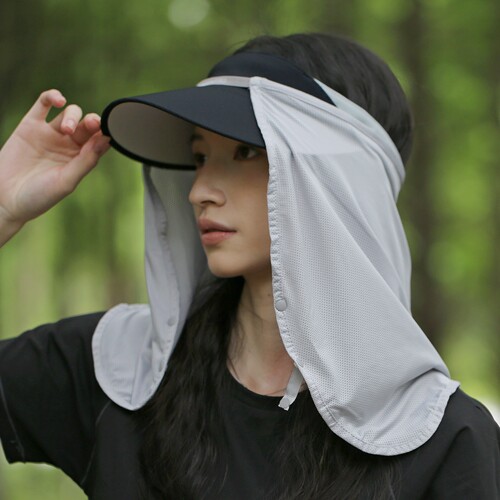 户外透气冰丝挂帽防晒帽帘护颈