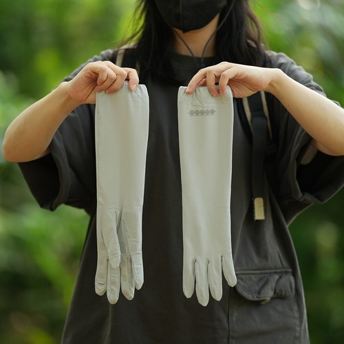 UPF50+薄款中长防晒手套防滑露指