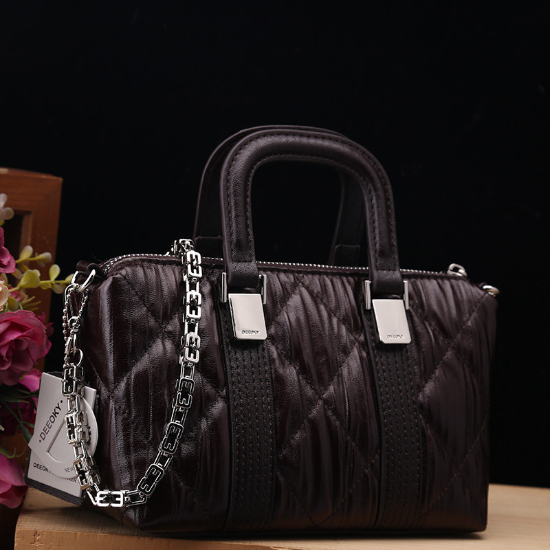 小D家女包2025新款真皮菱格手提包2025新款小香风小众高级斜挎包