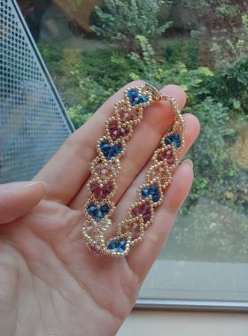 手工串珠爱心/心型多彩手链小众气质撞色米珠+菱珠手绳饰品材料包