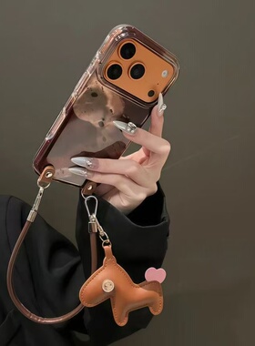 新款复古泼墨晕染棕黄艺术苹果17Proamax适用16pro韩系15Promax全包保护套14高级感13防摔手机壳女