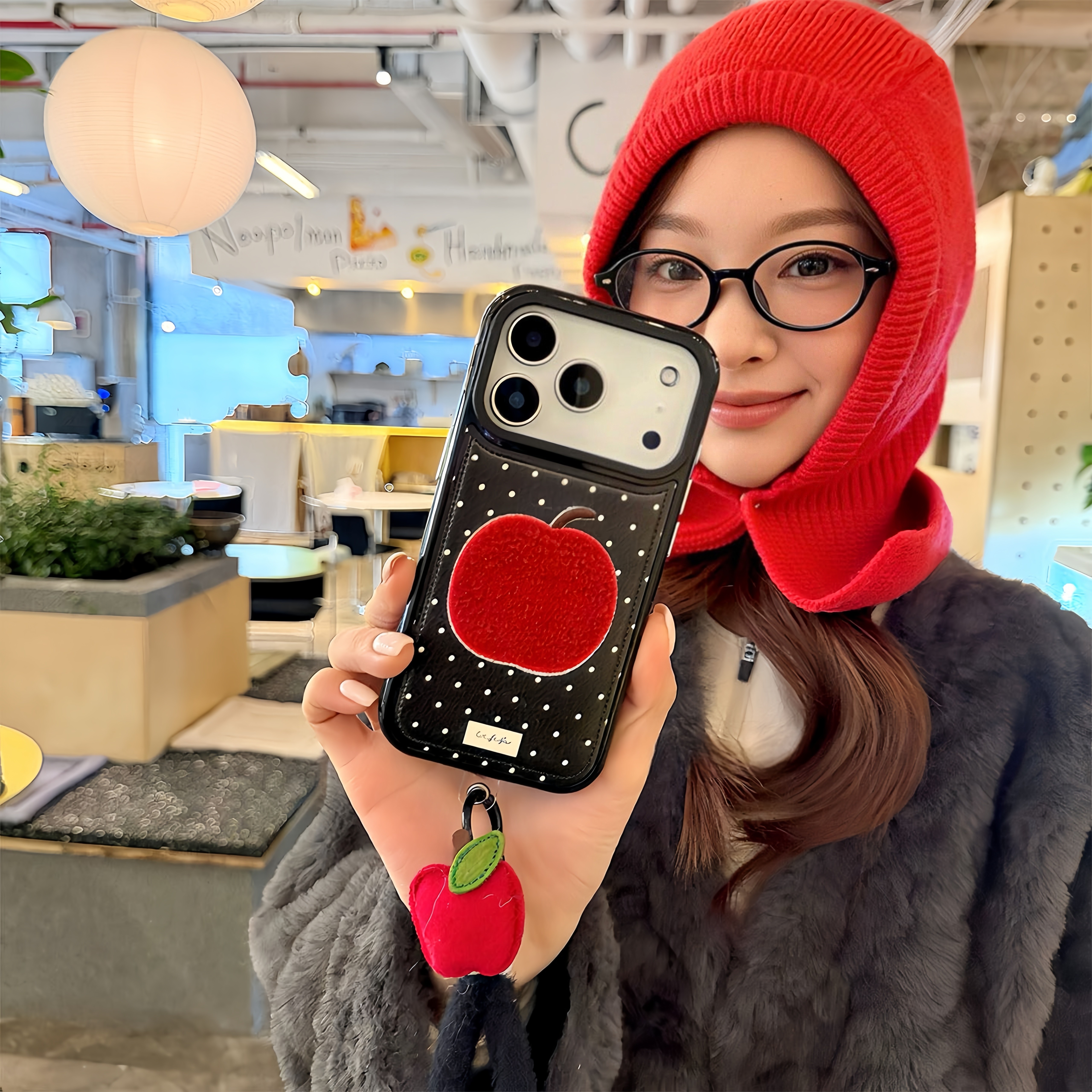 ins韩系小众秋冬波点刺绣红苹果适用苹果17Promax可爱卡通16Pro艺术ins风15创意小众14/13全包防摔手机壳女,3C数码配件,手机保护套/壳,淘宝优惠券,粉丝福利购,淘宝优惠卷