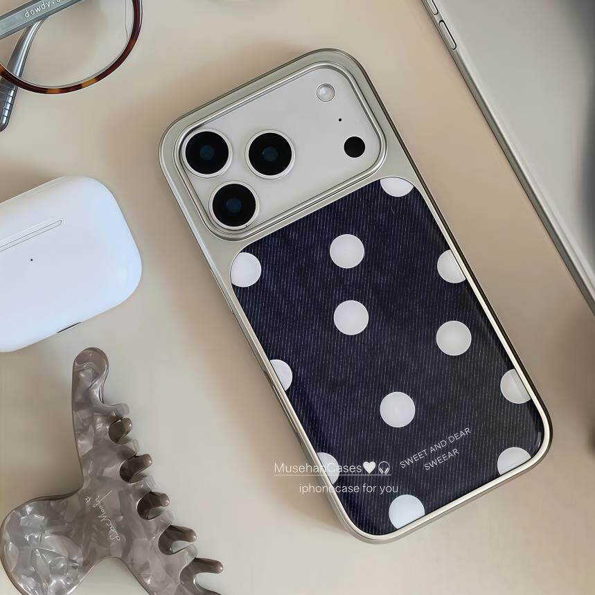 新款韩系ins复古牛仔纹波点苹果17Promax适用17Pro简约艺术16创意ins风15小众14高级感13全包防摔手机壳女