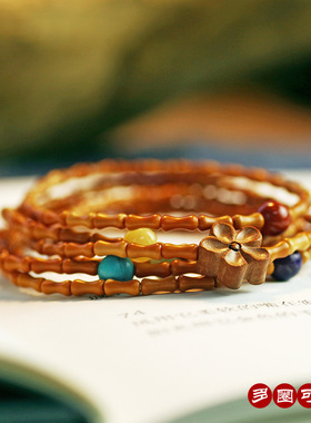 男女竹节橄榄核南红绿松石