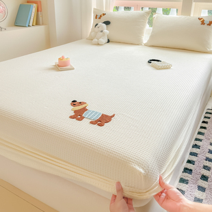 A类华夫格全棉床笠单件100纯棉床垫保护罩床罩儿童床单榻榻米床套
