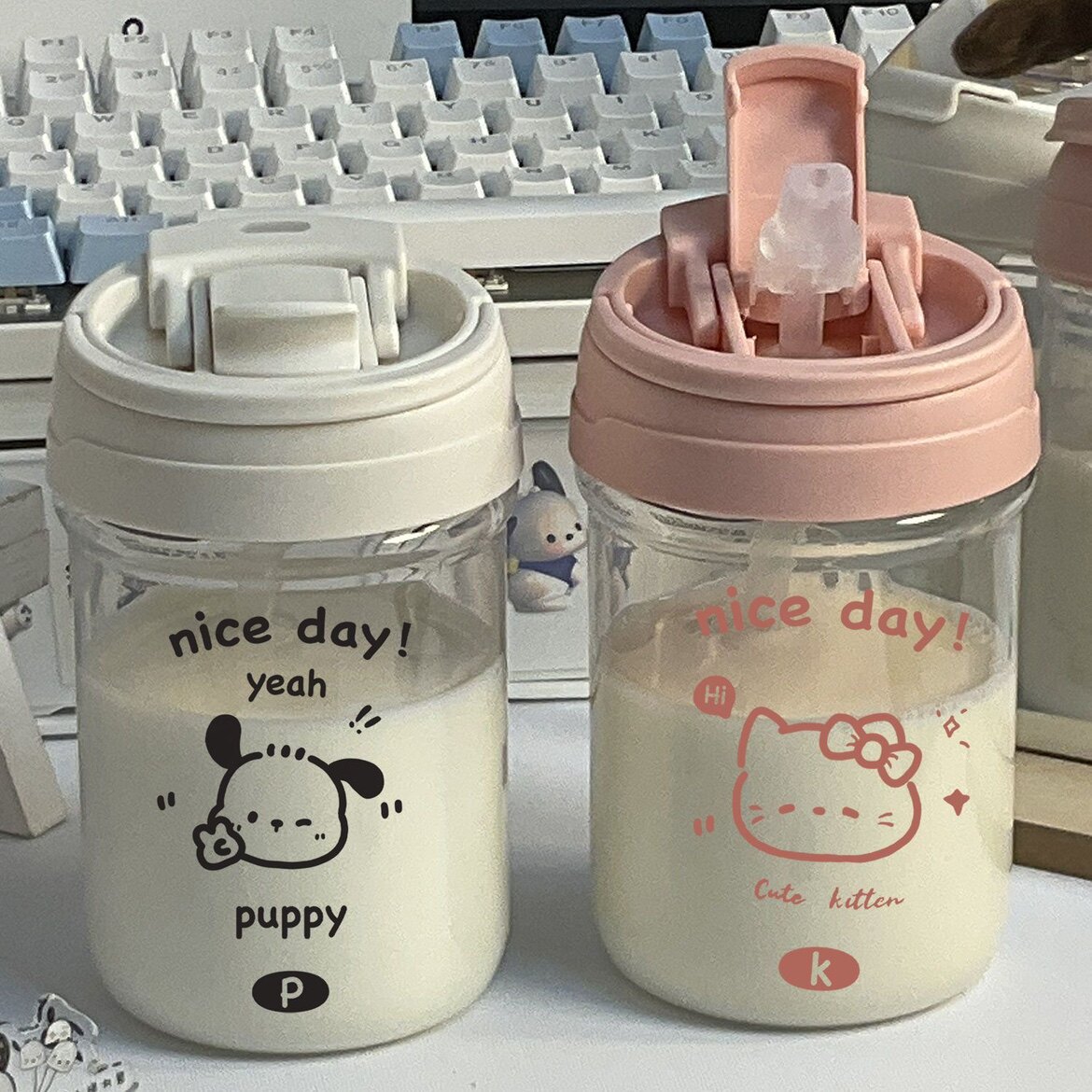 塑料水杯子ins高颜值简约少女吸管杯