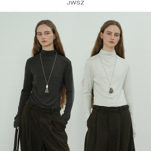 JWSZ“王牌打底”软糯亲肤 通勤百搭腰部捏褶设计半高领打底衫