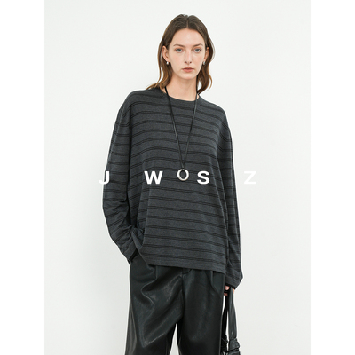 JWSZ 桑蚕丝+绵羊毛+莱赛尔混纺 知识分子复古慵懒宽松条纹针织衫