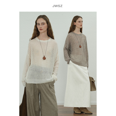JWSZ“绒冬衣橱”轻拉毛绵羊毛山羊绒混纺渔网镂空设计慵懒感毛衣