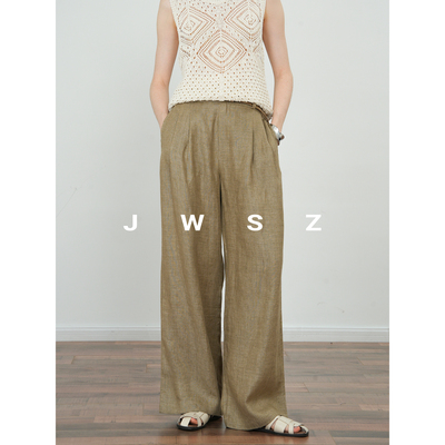 JWSZ“随性松弛”极简老钱100%亚麻宽松休闲西装阔腿裤配真皮腰带