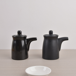 餐厅饭店酒楼酒店陶瓷纯黑色中号酱醋壶油壶酱油酱料罐调味壶罐瓶