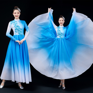 灯火里 中国舞蹈长裙开场舞大摆裙大气现代舞歌伴舞连衣裙演出服