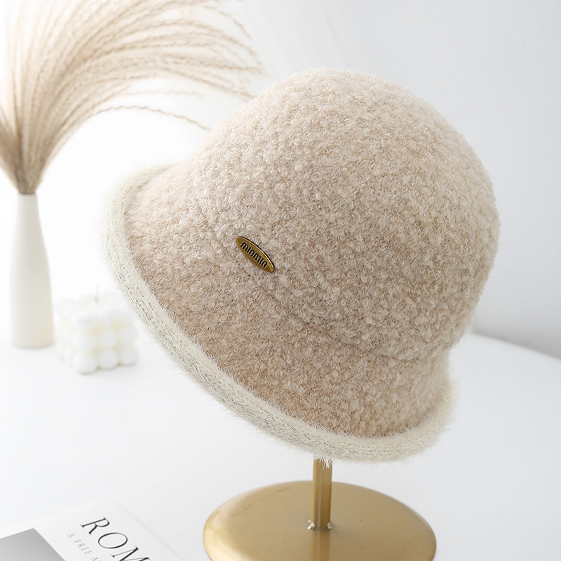 羊羔毛渔夫帽逛街水桶帽冬季大檐