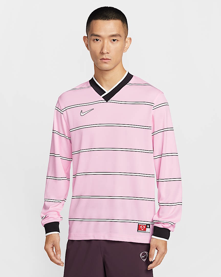 Nike/耐克Dri-FIT男子宽松舒适运动经典条纹V领训练长袖T恤IF1533