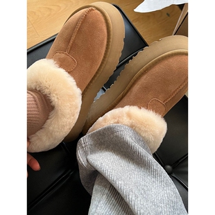 UGG桑坡U家同款塔次特雪地靴女冬季羊皮毛一体加绒保暖厚底增高棉