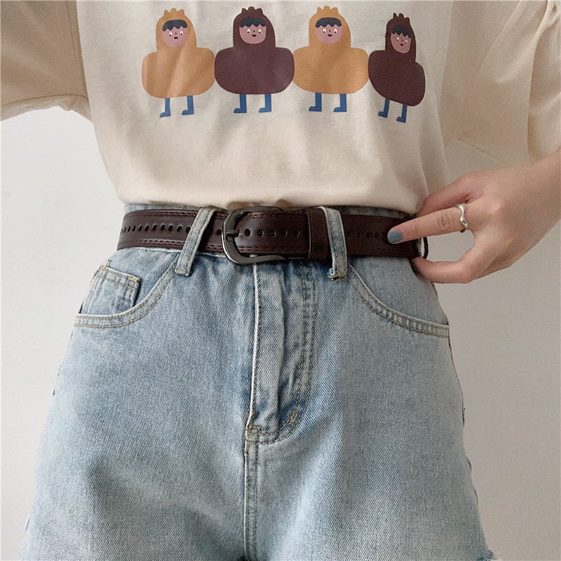 韩版全孔免打孔皮带女夏季简约百搭学生牛仔裤腰带ins风装饰男潮