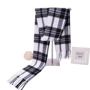 新款 男士欧美仿羊绒英伦格子流苏装饰保暖青年围脖围巾女薄款