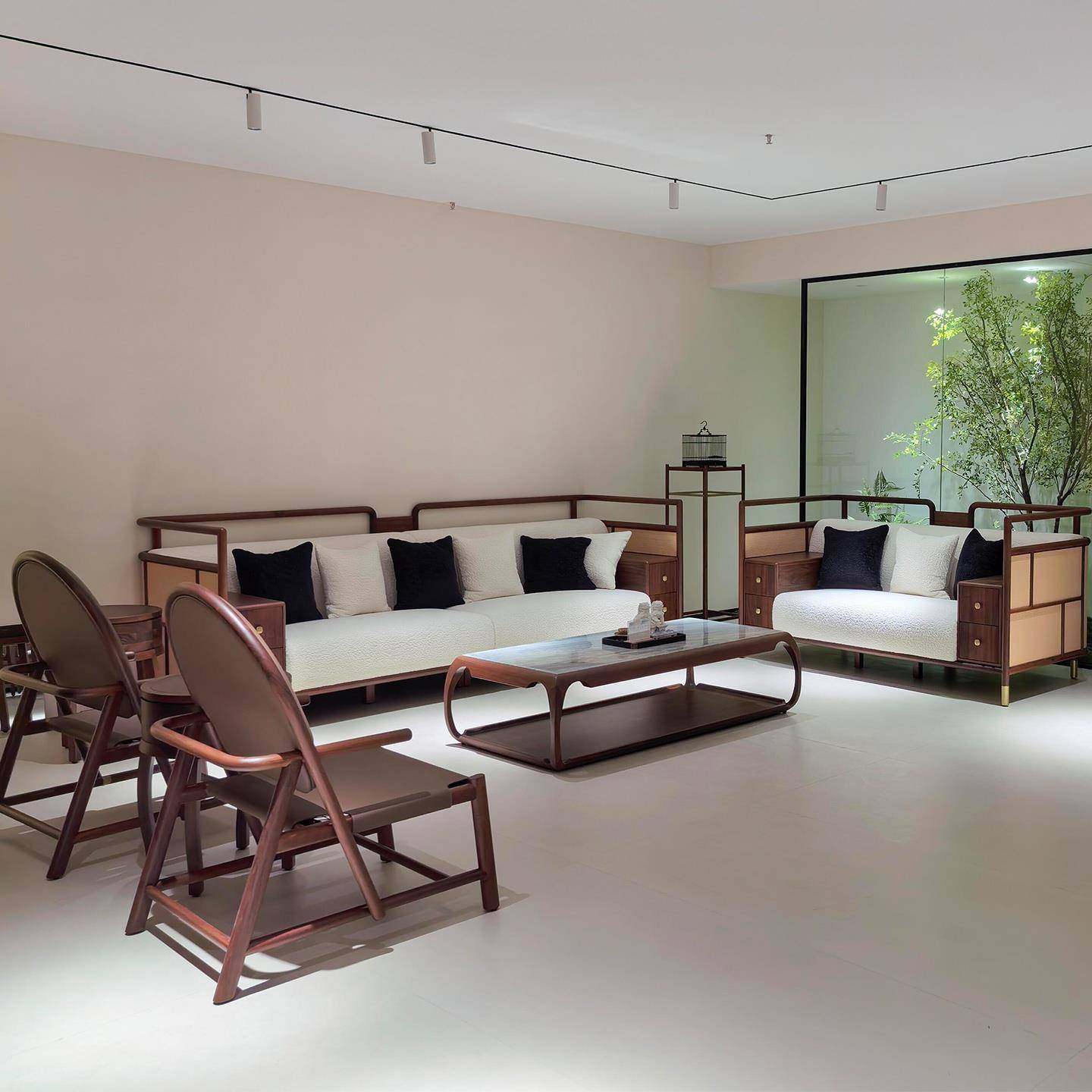 宋式美学实木沙发客厅2025新款高端黑胡桃木别墅会所小户型三人位