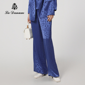 女裤 时尚 子长裤 百搭官方正品 阿丹娜春秋新款 蓝色醋纤混纺提花西裤