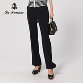 通勤时尚 阿丹娜春秋女裤 黑色三醋酸混纺直筒开叉长裤 LRS610PNX0