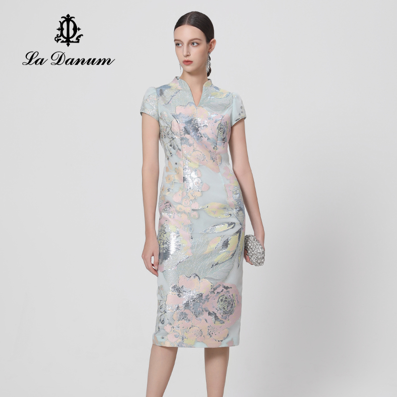 商场同款阿丹娜闪葱提花连衣裙