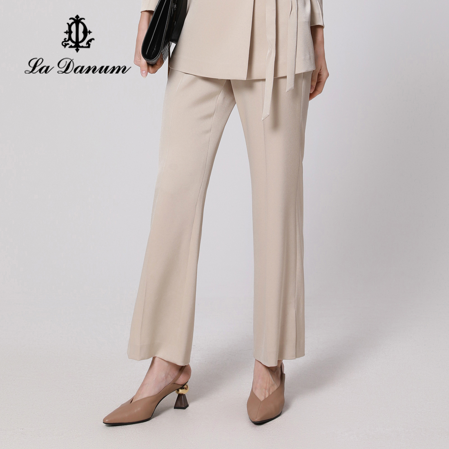 阿丹娜三醋酸宽松直筒西裤