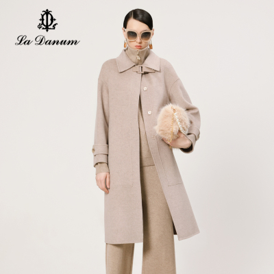 阿丹娜燕麦色丝毛双面呢大衣