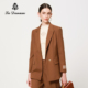 西服戗驳领外套官方旗舰店正品 秋冬新款 阿丹娜棕色绵羊毛混纺西装