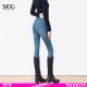 铅笔裤 SJOG提臀海鸥线 女九分紧身小脚裤 高腰收腹牛仔裤 加绒靴裤