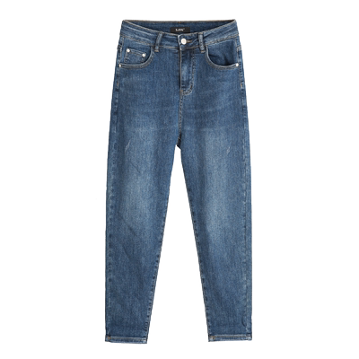 宽松蓝色九分裤显瘦牛仔裤锥形裤