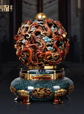 九庄干坤铜鼎饰品新型中国风饰品纯铜石润家开幕礼聚宝盆饰品