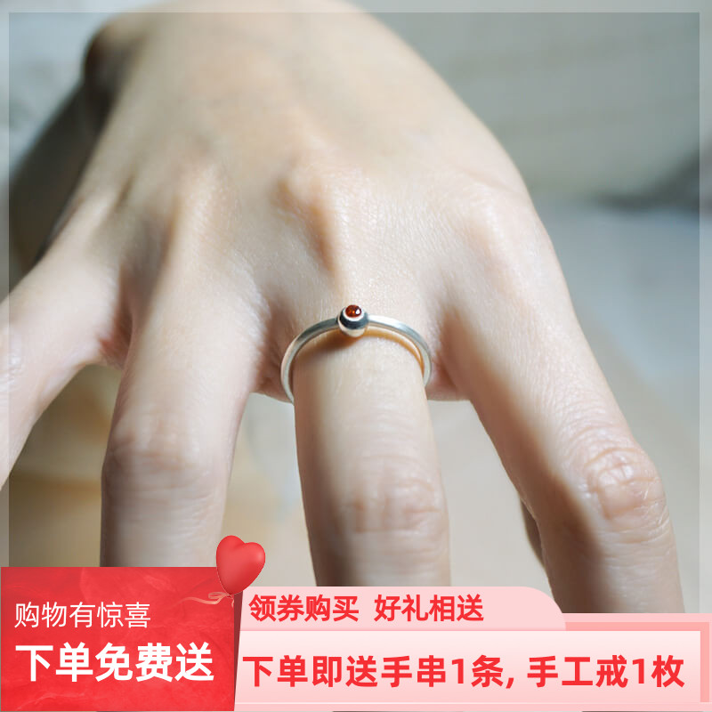 手工水晶锆石简约风精致气质戒指