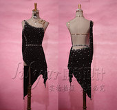 佳汇欣拉丁舞裙比赛服演出服表演服伦巴 黑色性感满天星璀璨款