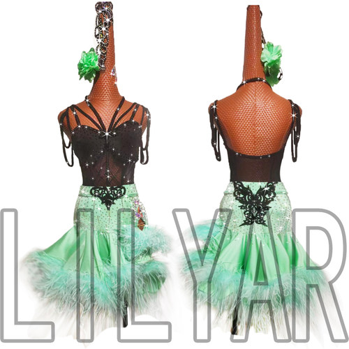 LILYAR新款闪钻羽毛舞裙