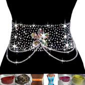 拉丁舞伦巴恰恰满钻新款 闪钻加宽腰带腰封摩登舞珠链百搭