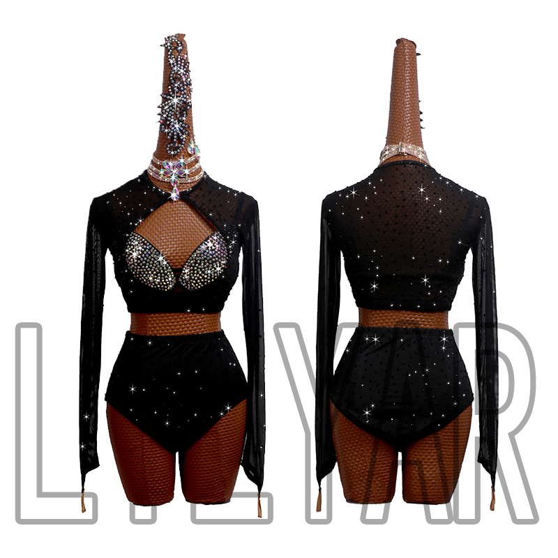 拉丁舞lilyar黑色性感舞裙