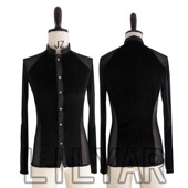 练习服立领黑色性感网纱演出服表演服新款 男士 拉丁舞上衣衬衫 上架