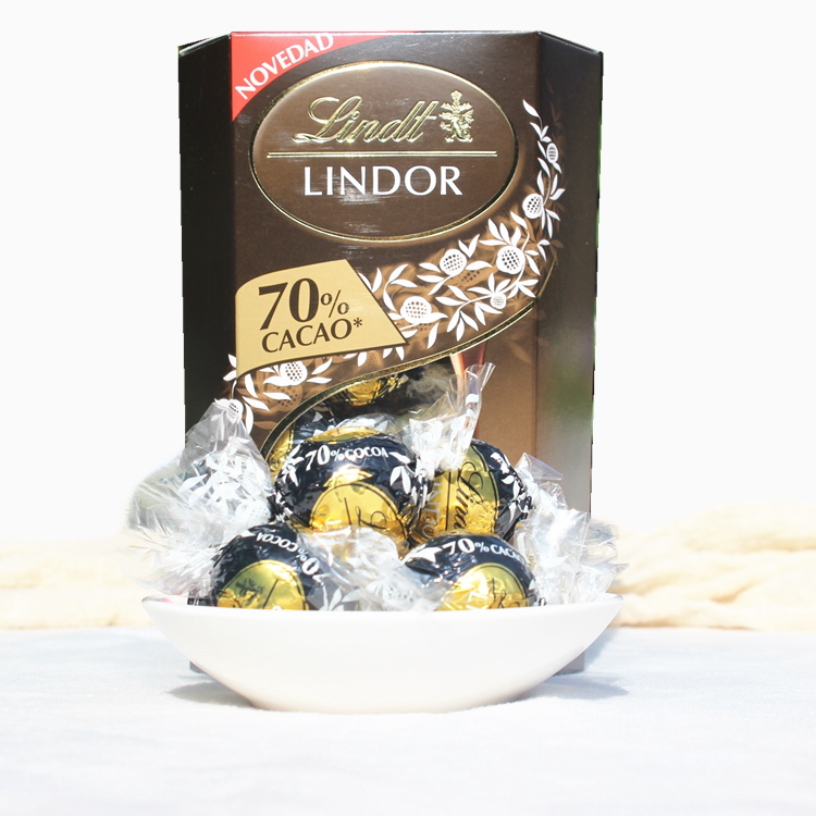 lindt瑞士莲软心意大利进口特浓70`%黑巧克力200g*1盒休闲零食