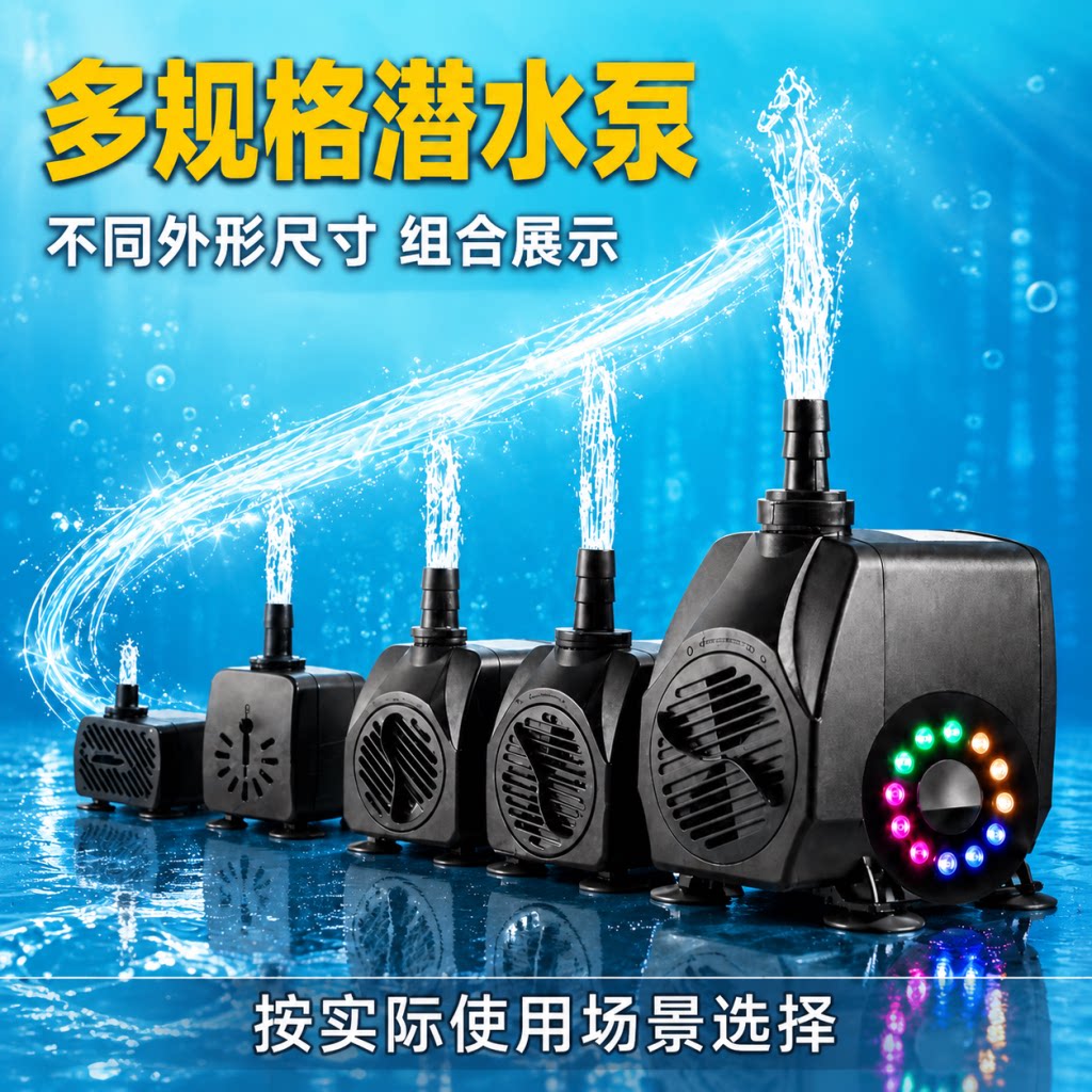 水族鱼缸泵假山造景带灯静音水泵图片