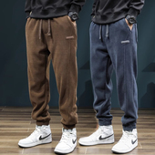 秋冬加绒加厚灯芯绒裤 子男 干活耐磨工作裤 子男士 宽松束脚休闲长裤