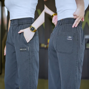 宽松阔腿直筒弹力长裤 秋冬季 大码 工装 男耐磨工作裤 子男款 休闲裤 裤